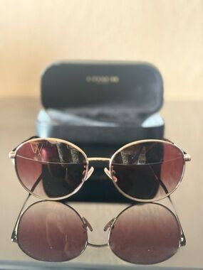 Coach Round Sunglasses in Rose Gold with Brown Gradient Lenses